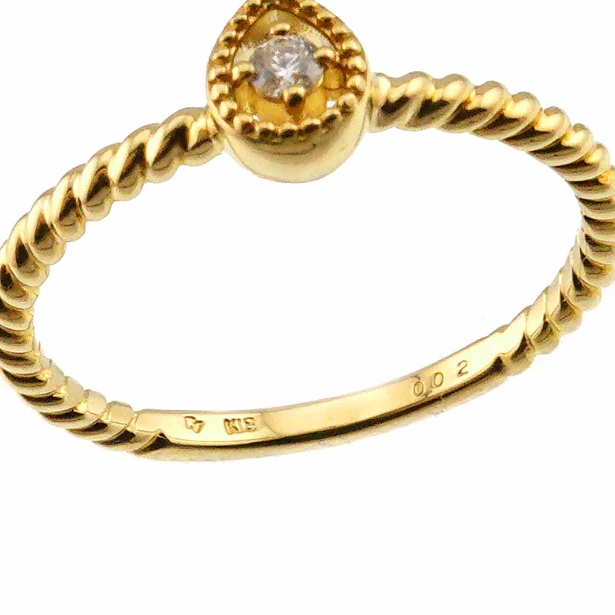Diamond 0.02ct Ring 18K YG Yellow Gold 750 4.75-5(US)