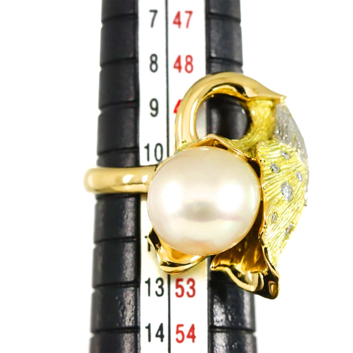 South Sea pearl Diamond 0.09ct Ring 18K YG Pt size5.25-5.5(US)