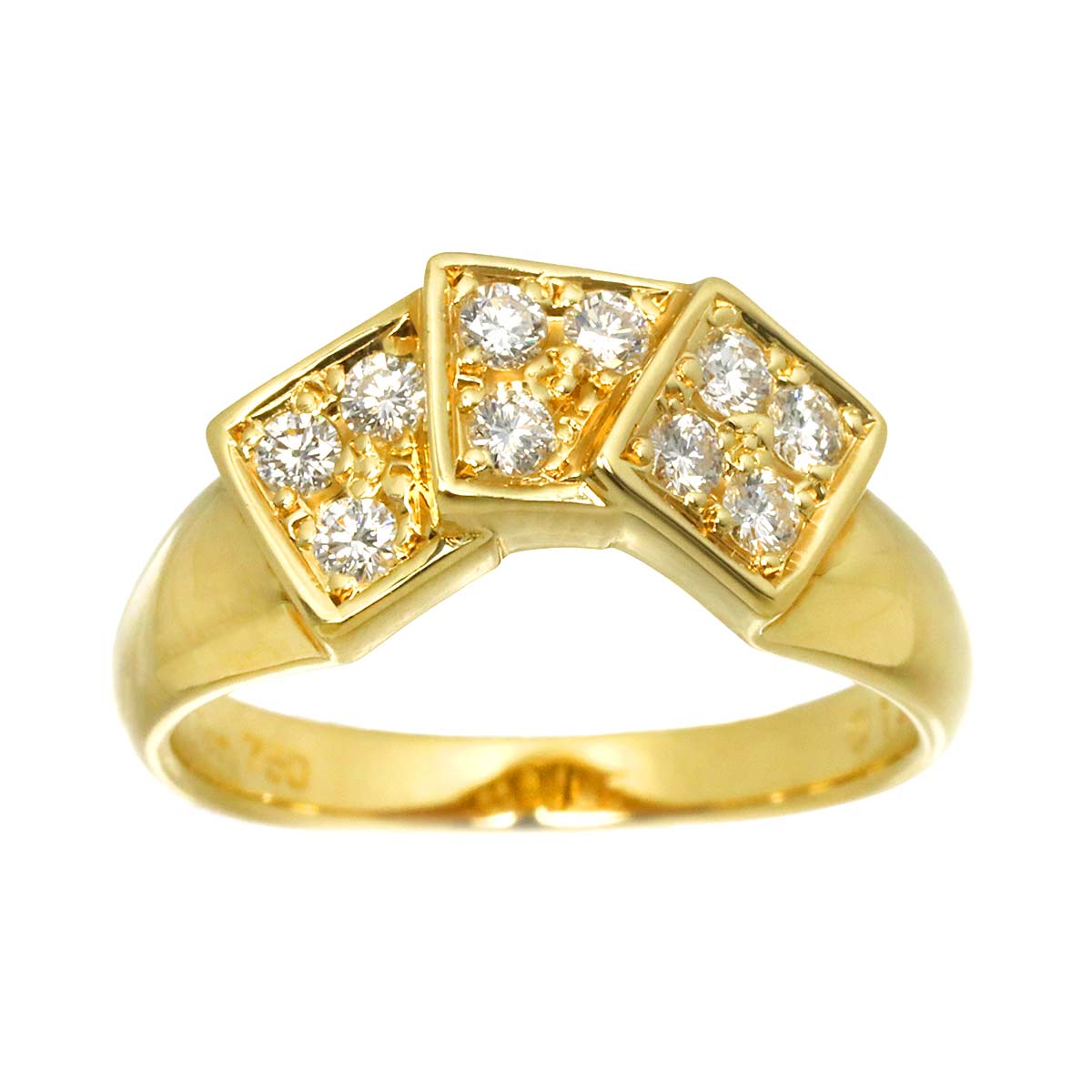 Diamond Ring 18K YG 750 size5.25-5.5(US)