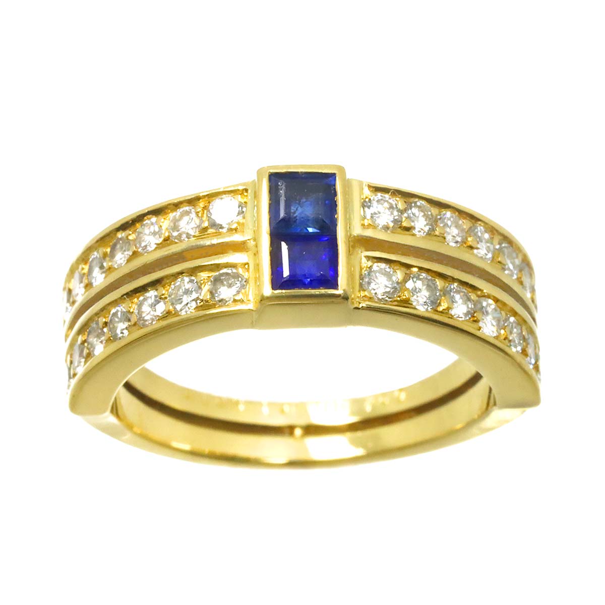 Sapphire Diamond Ring 18K YG 750 size6.25-6.5(US)