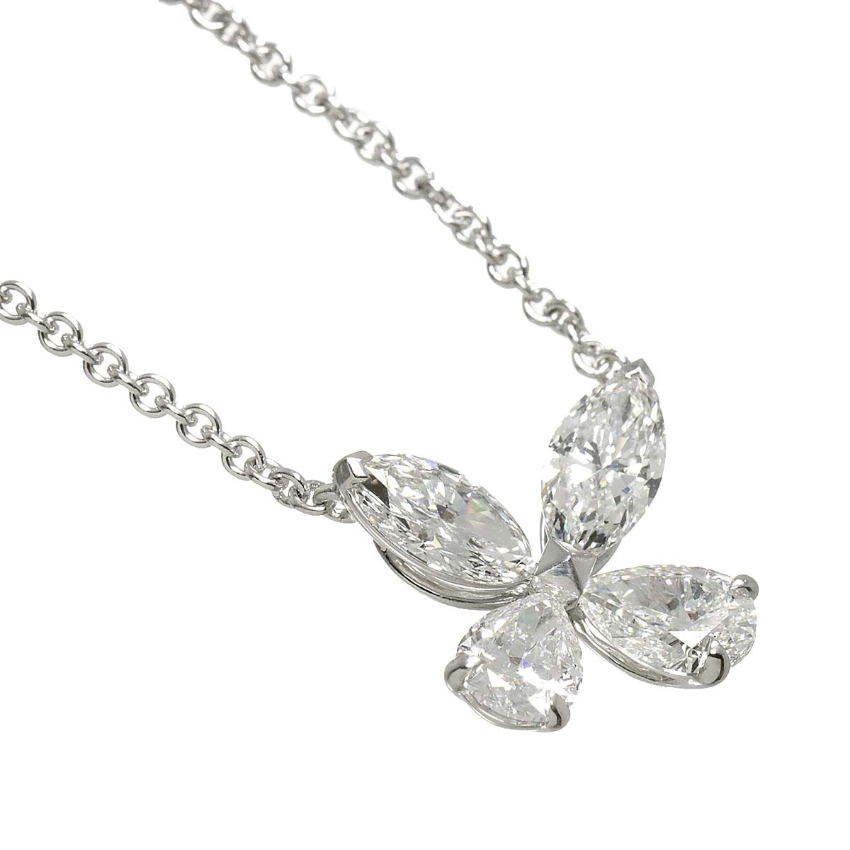 Classic Butterfly Diamond Necklace 18K WG 750