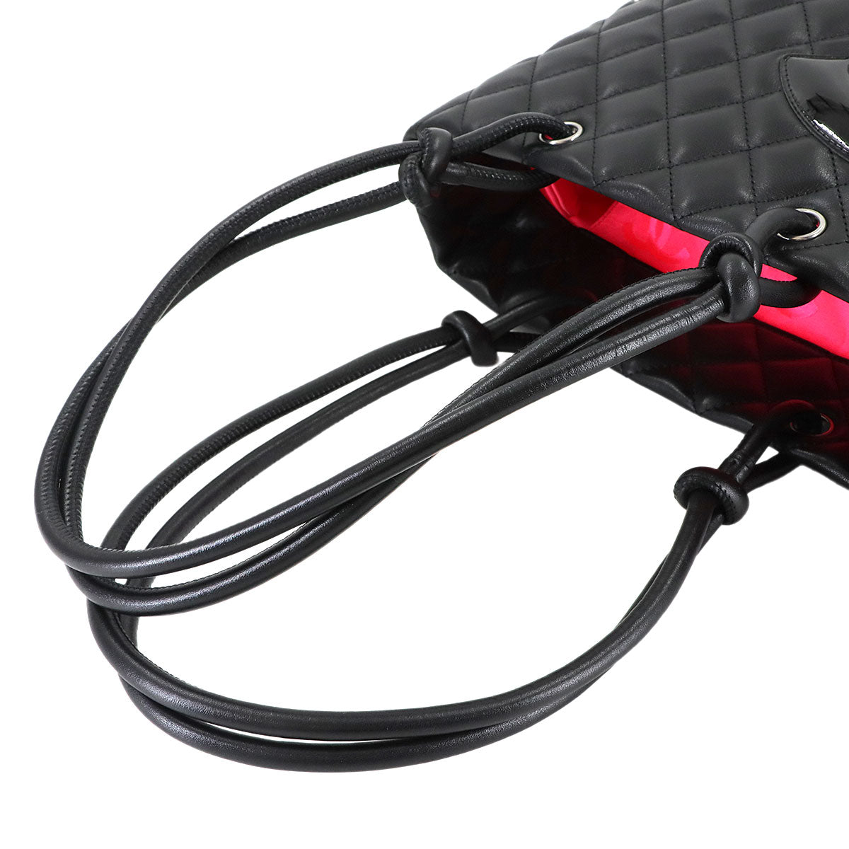 Cambon Line Medium Tote Bag Leather Enamel Black A25167 Purse