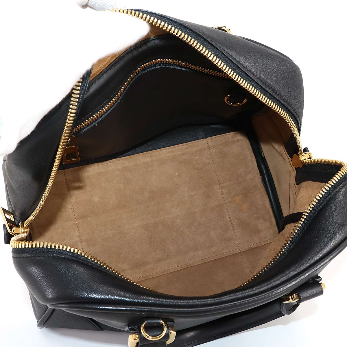 Amazona 75 Medium 2way Hand Shoulder Bag Leather Black Purse