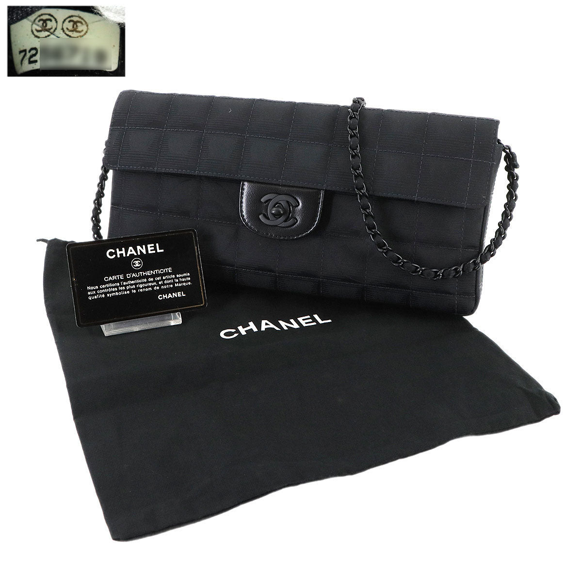 New Travel Line Chain Shoulder Bag Nylon Leather Black A15316