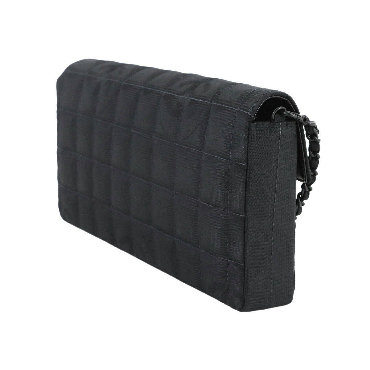 New Travel Line Chain Shoulder Bag Nylon Leather Black A15316