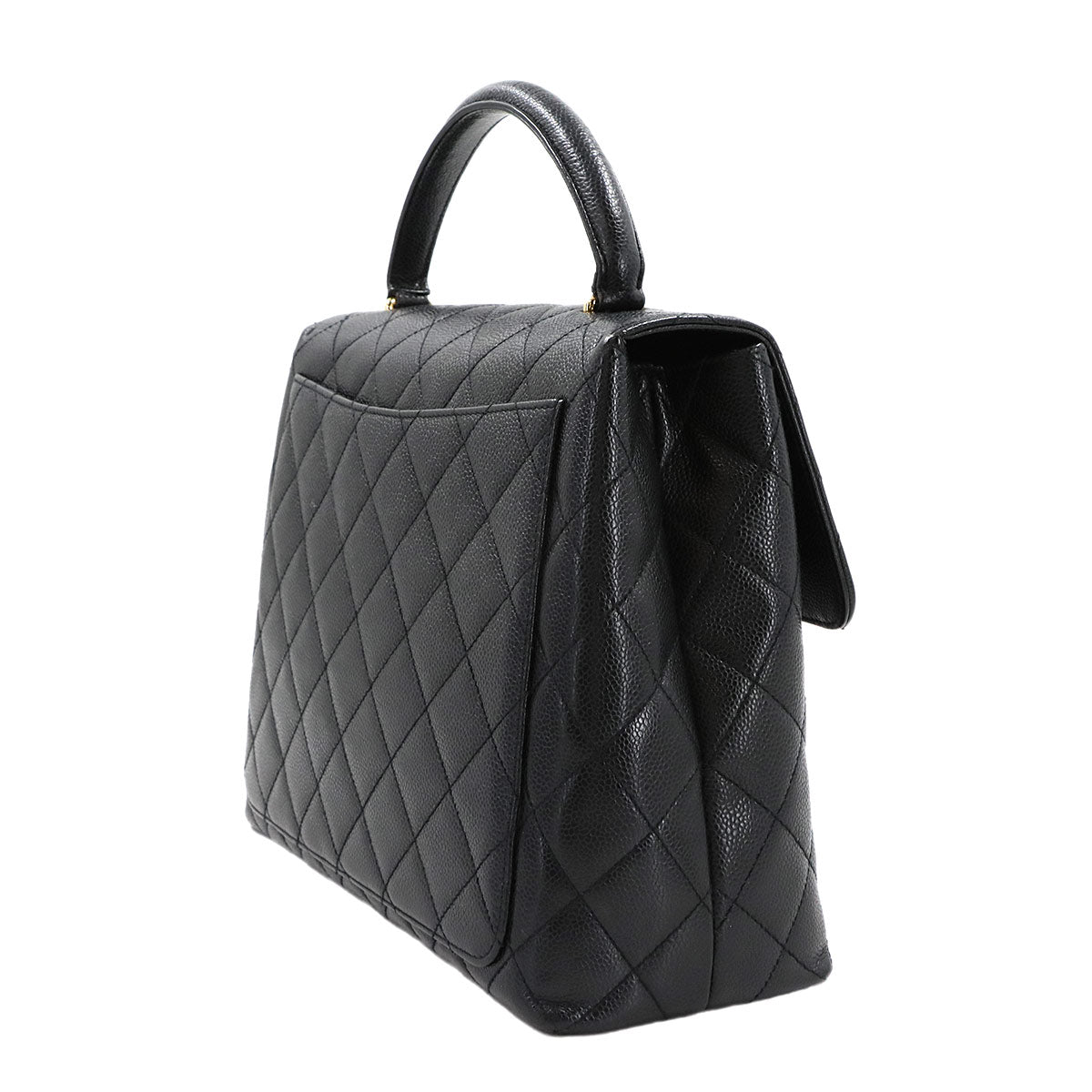 Matelasse Hand Bag Leather Black A12397 Vintage