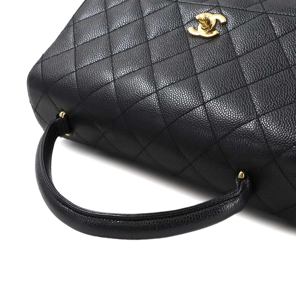 Matelasse Hand Bag Leather Black A12397 Vintage