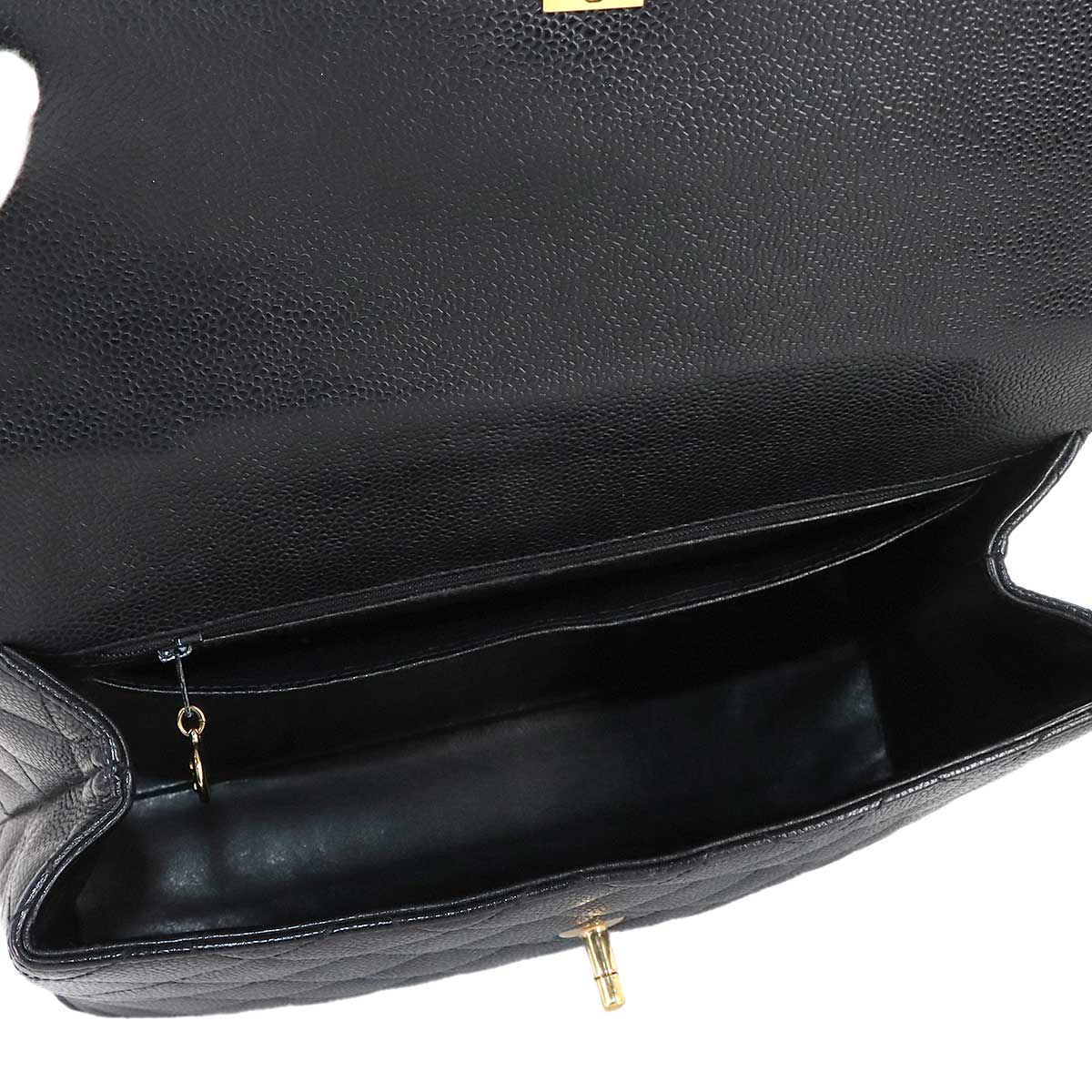 Matelasse Hand Bag Leather Black A12397 Vintage