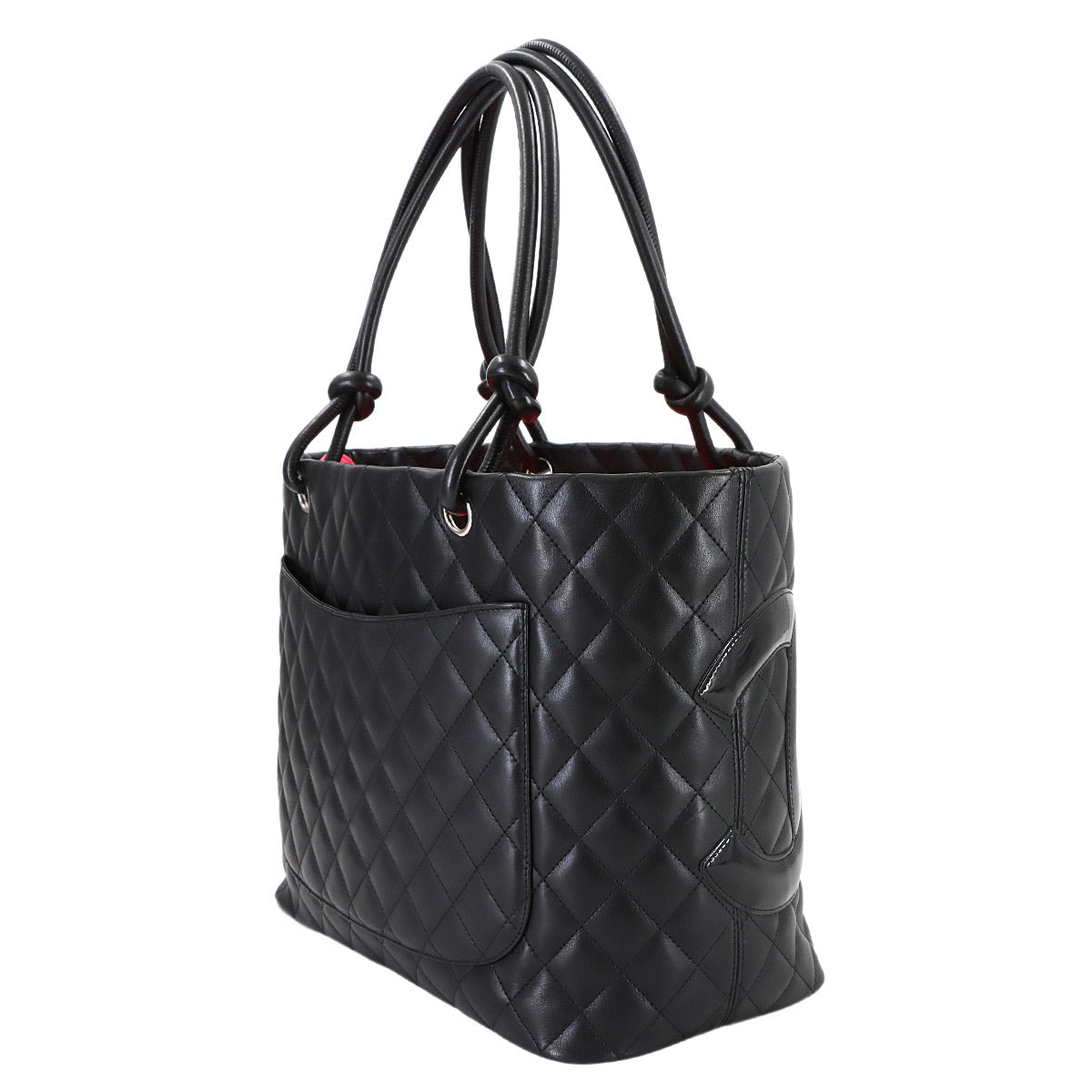 Cambon Line Large Tote Bag Leather Enamel Black A25169 Purse