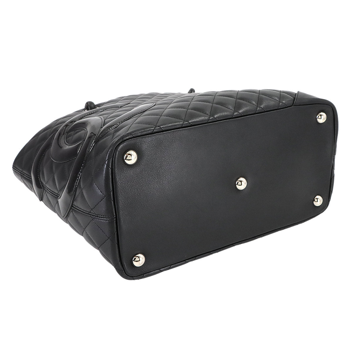 Cambon Line Large Tote Bag Leather Enamel Black A25169 Purse