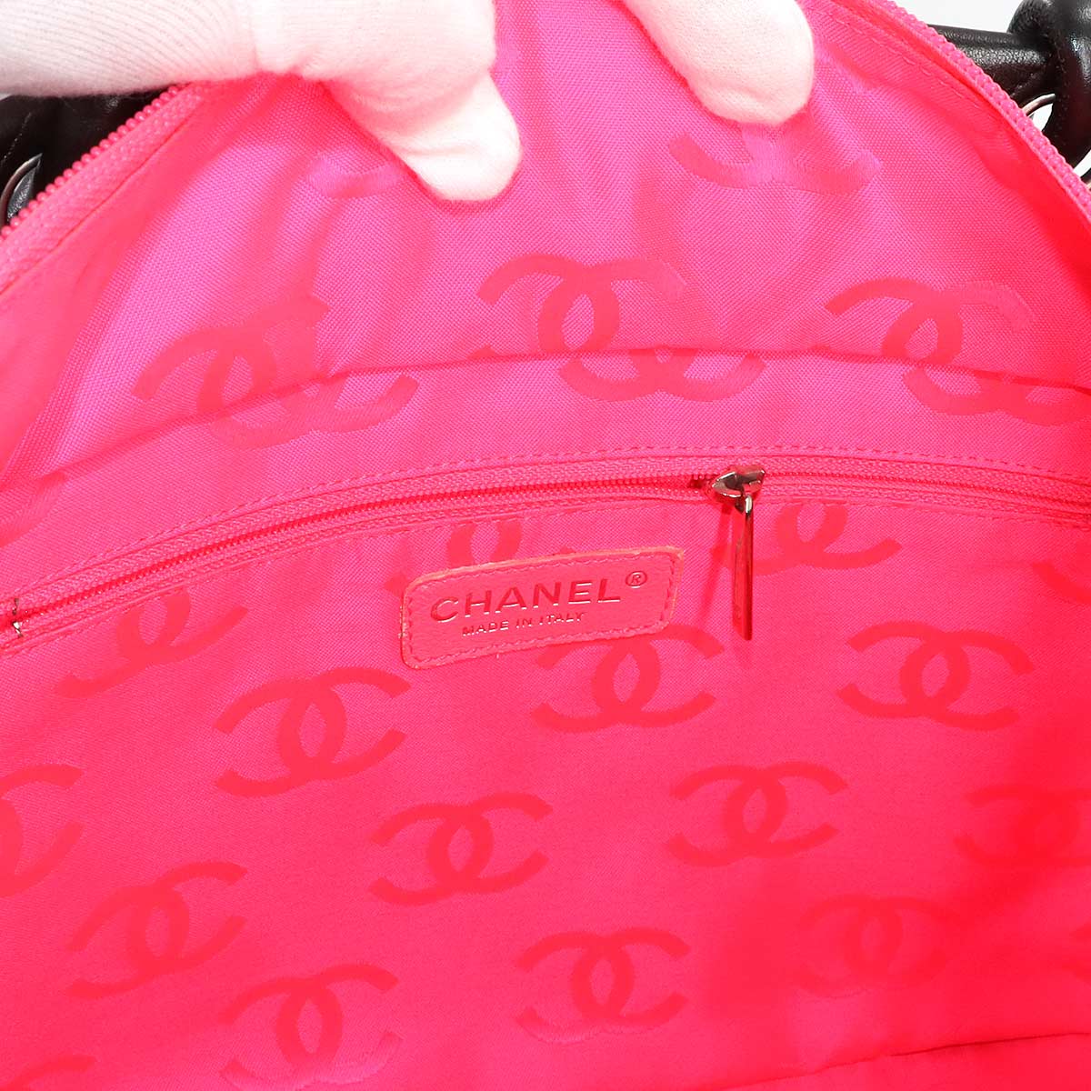 Cambon Line Large Tote Bag Leather Enamel Black A25169 Purse