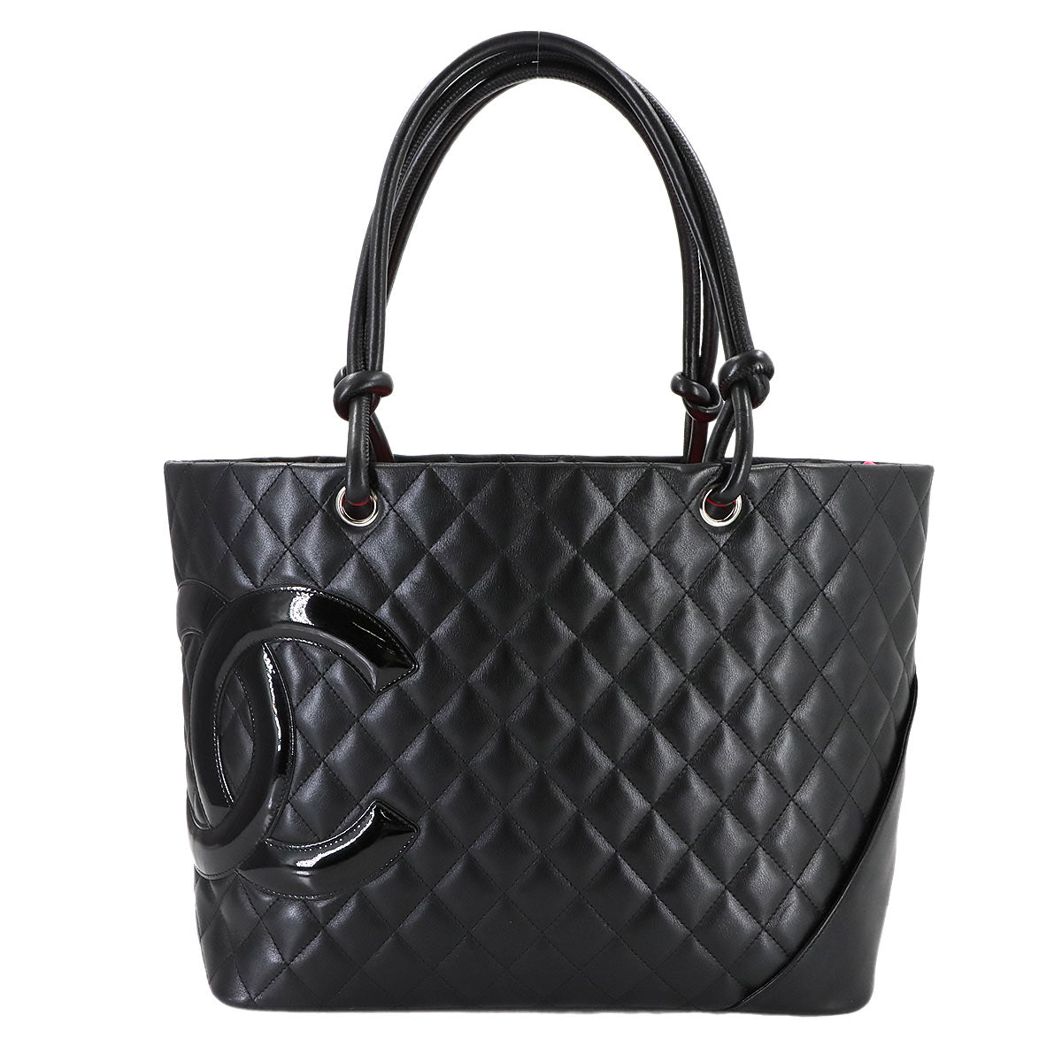 Cambon Line Large Tote Bag Leather Enamel Black A25169 Purse