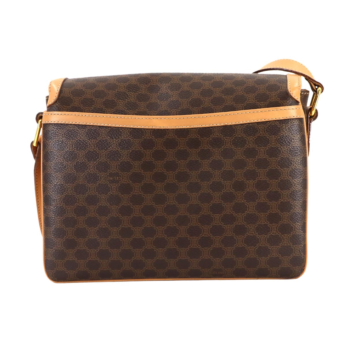 Macadam Shoulder Bag Leather PVC Brown Vintage Purse