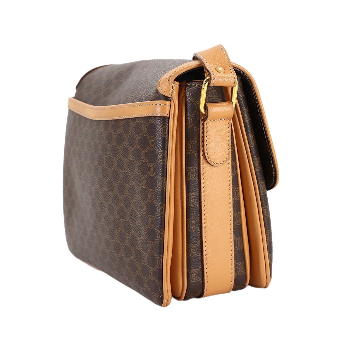 Macadam Shoulder Bag Leather PVC Brown Vintage Purse