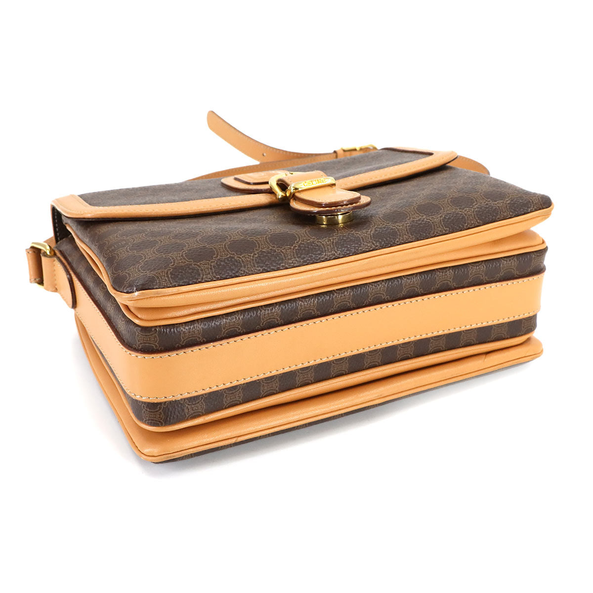 Macadam Shoulder Bag Leather PVC Brown Vintage Purse