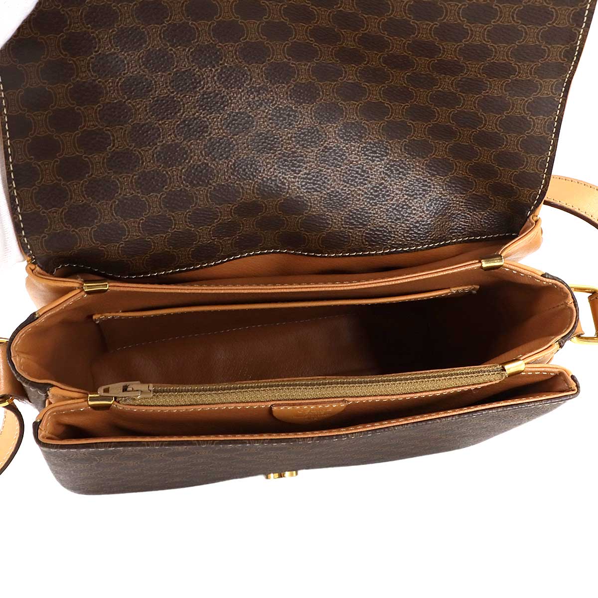 Macadam Shoulder Bag Leather PVC Brown Vintage Purse