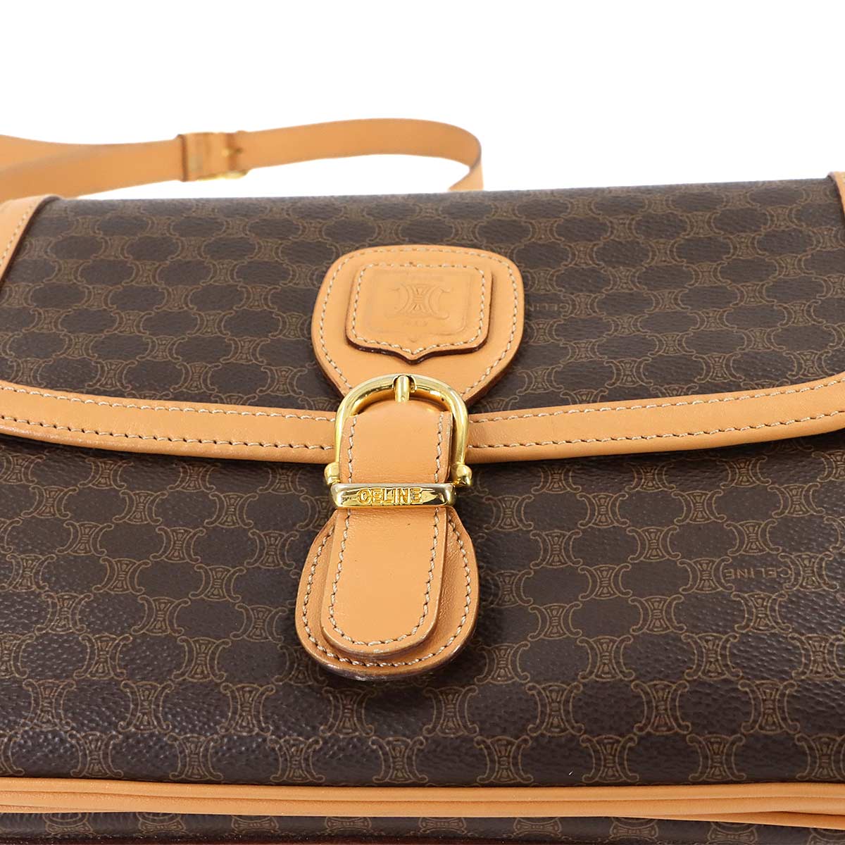 Macadam Shoulder Bag Leather PVC Brown Vintage Purse