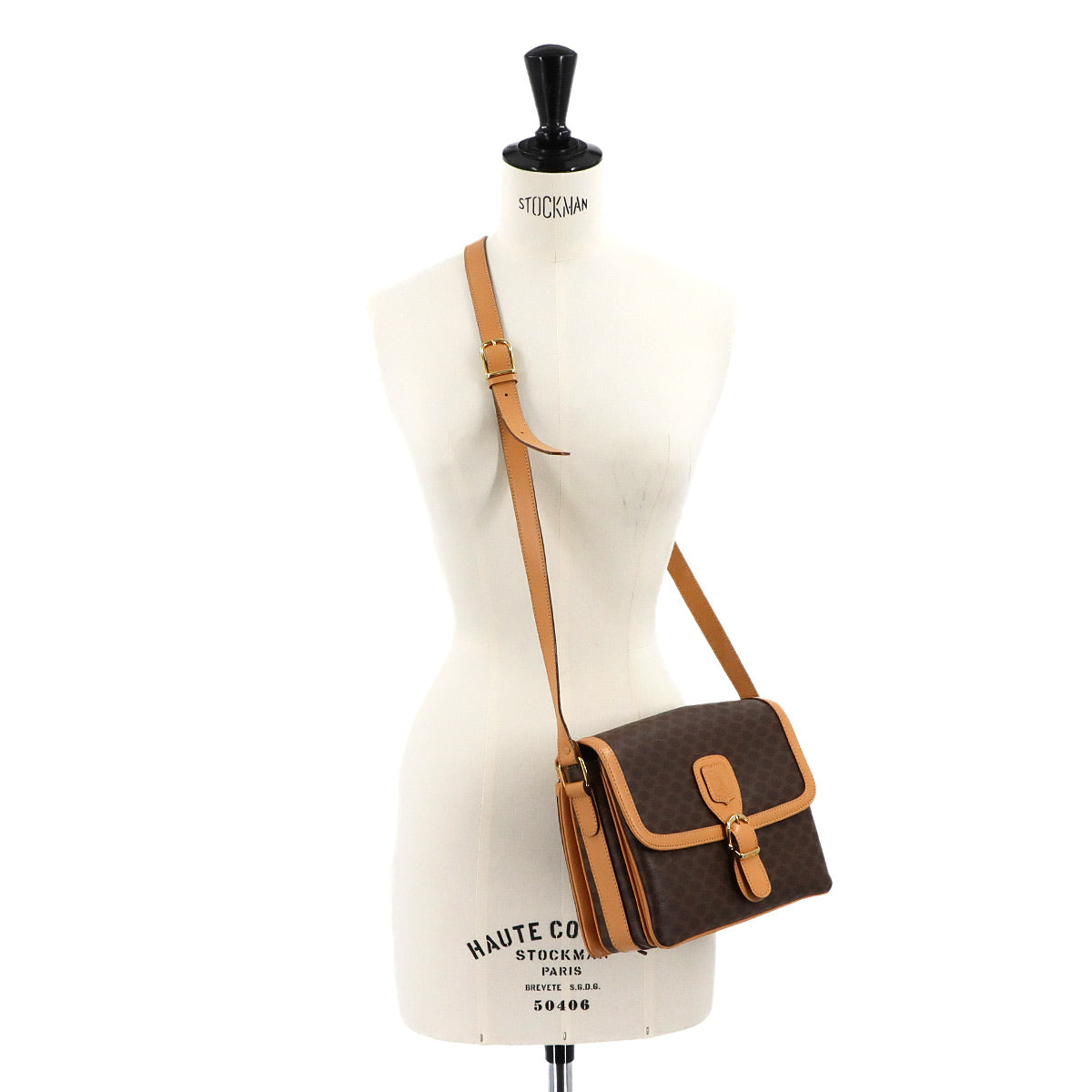 Macadam Shoulder Bag Leather PVC Brown Vintage Purse