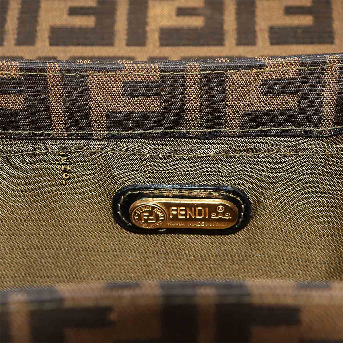 Zucca Vanity Hand Bag Canvas Leather Brown Black Purse