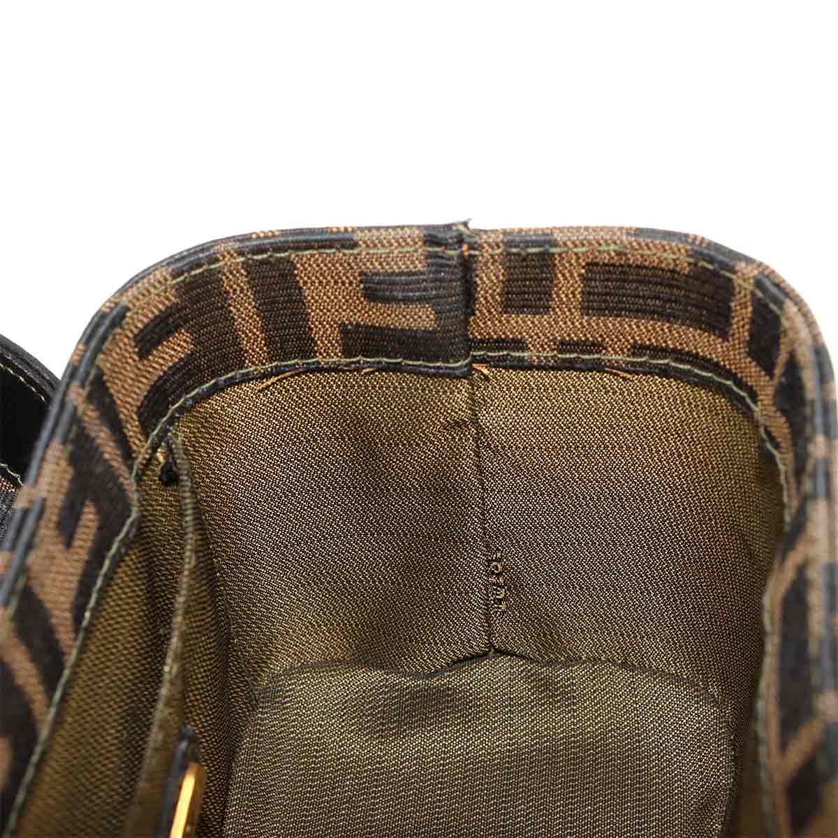 Zucca Vanity Hand Bag Canvas Leather Brown Black Purse