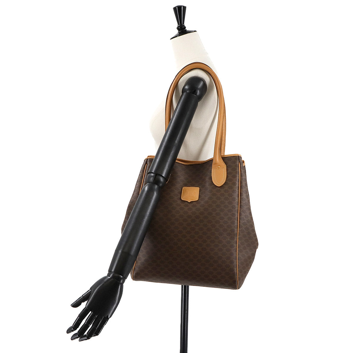 Macadam Shoulder Bag Leather PVC Brown Vintage Purse