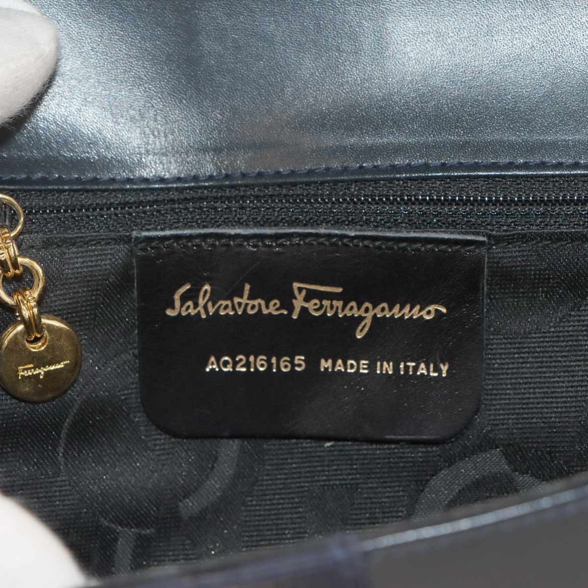 Vara Clutch Shoulder Bag Leather Navy AQ216165