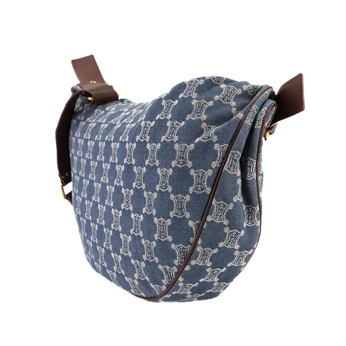 Macadam Shoulder Bag Denim Leather Blue Brown Vintage Purse