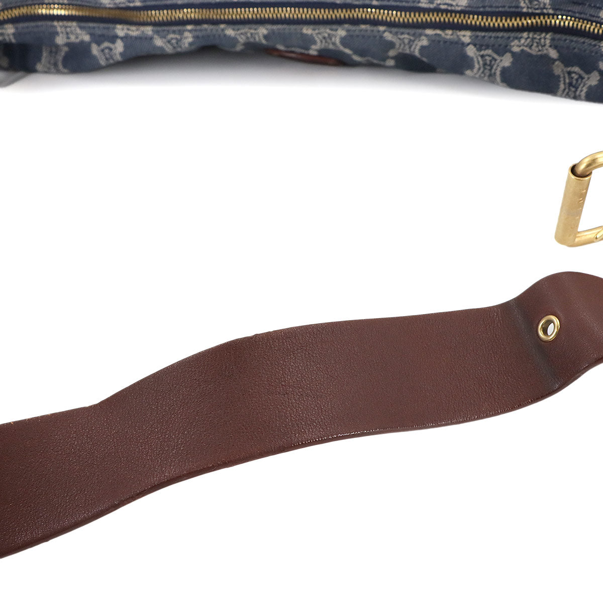 Macadam Shoulder Bag Denim Leather Blue Brown Vintage Purse