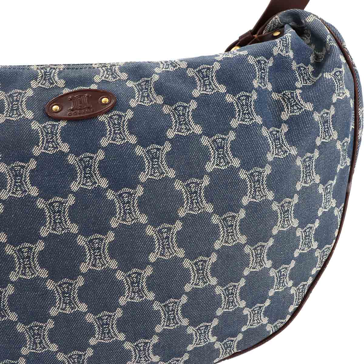 Macadam Shoulder Bag Denim Leather Blue Brown Vintage Purse