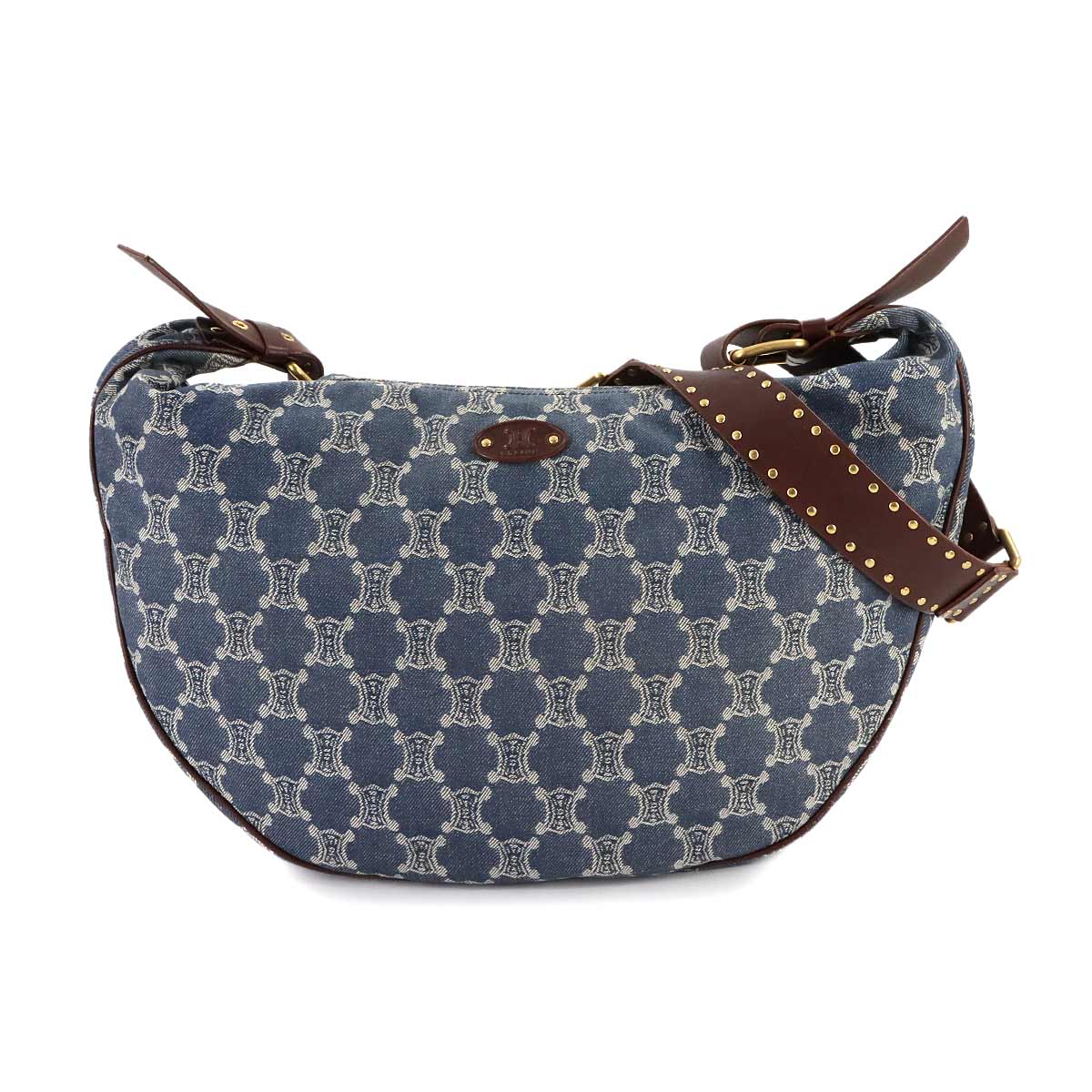 Macadam Shoulder Bag Denim Leather Blue Brown Vintage Purse