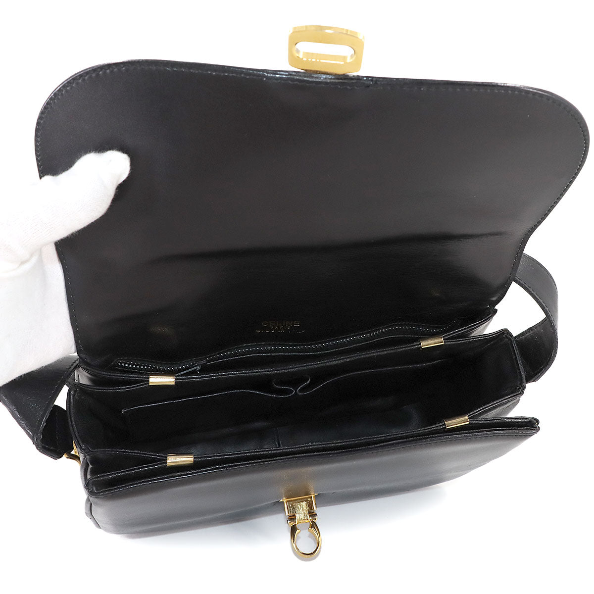 Triomphe Shoulder Bag Leather Black Vintage Purse