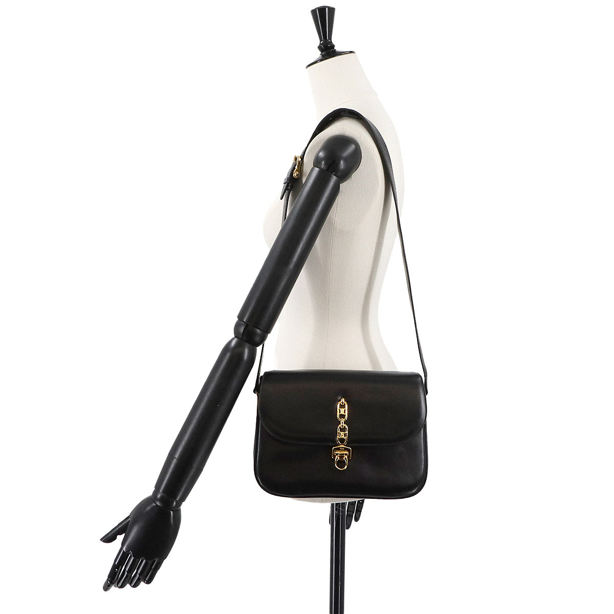 Triomphe Shoulder Bag Leather Black Vintage Purse