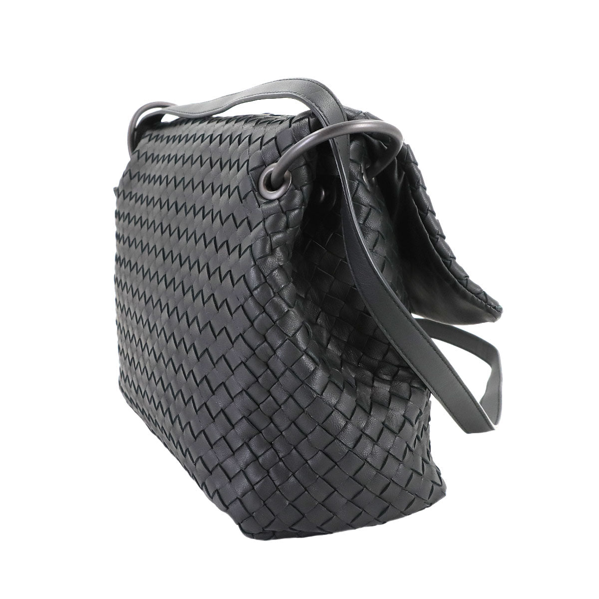 Intrecciato Shoulder Bag Leather Black 522874 Purse