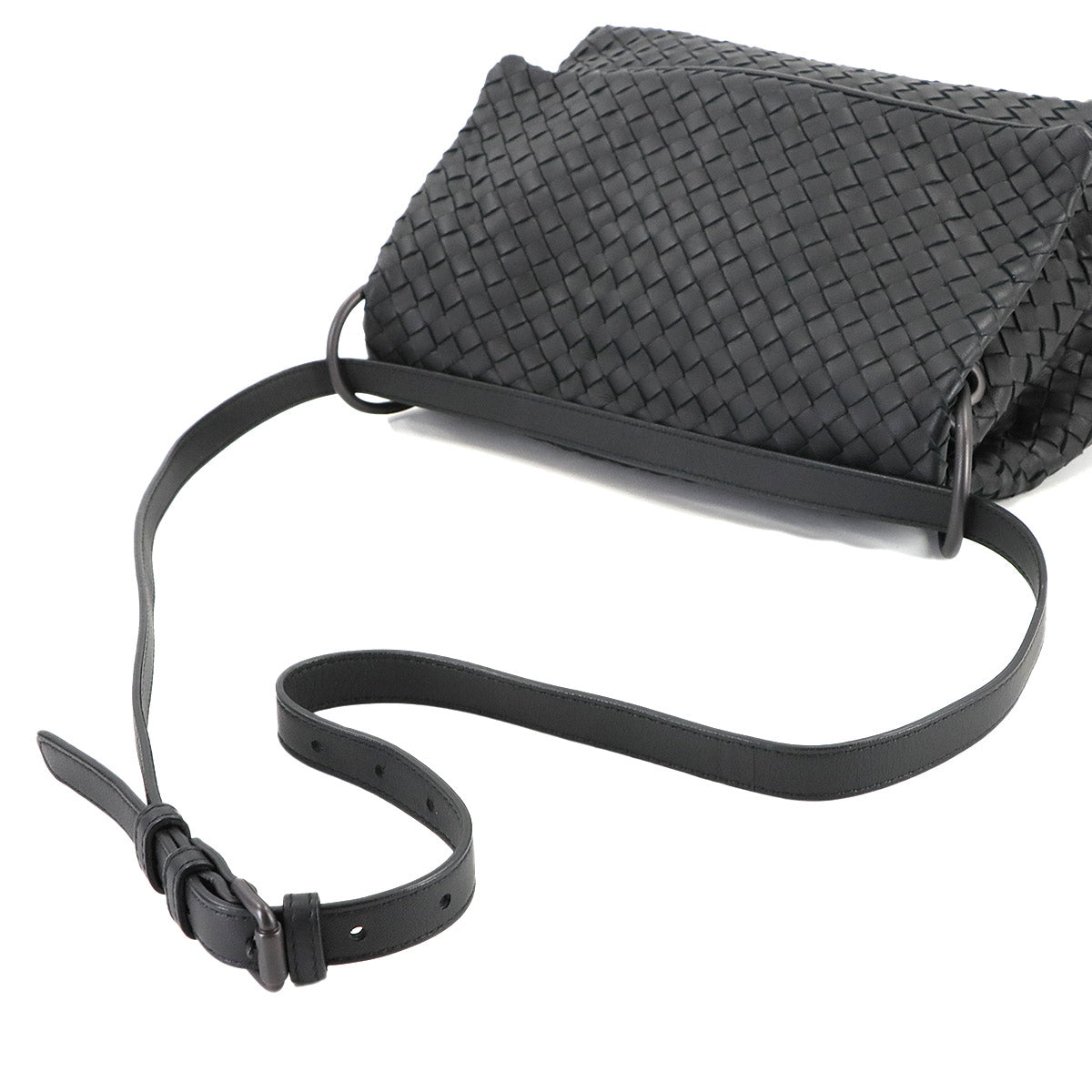 Intrecciato Shoulder Bag Leather Black 522874 Purse