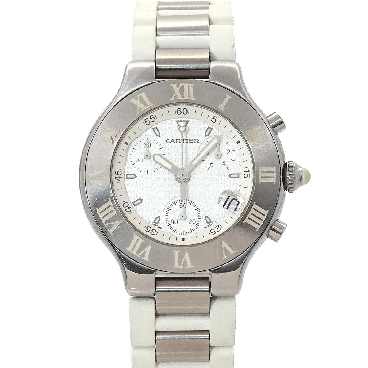Must 21 Chronoscaph W10184U2 Date Quartz White Dial Mens