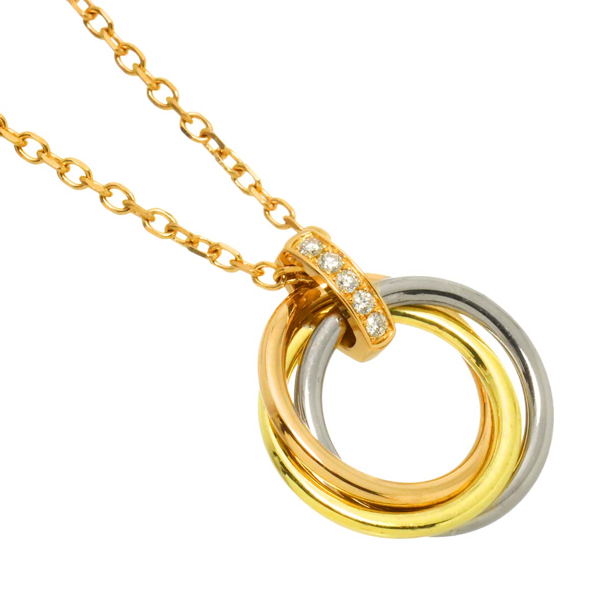Trinity Diamond Necklace 18K YG WG PG 750