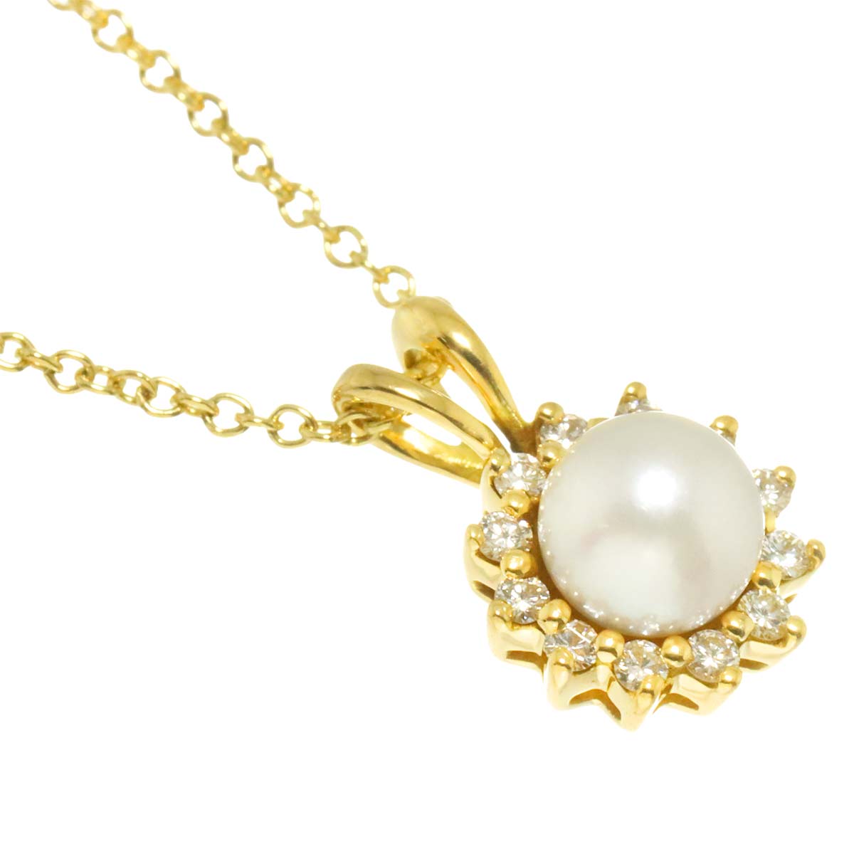 Akoya pearl 5.5mm Diamond Necklace 18K YG 750