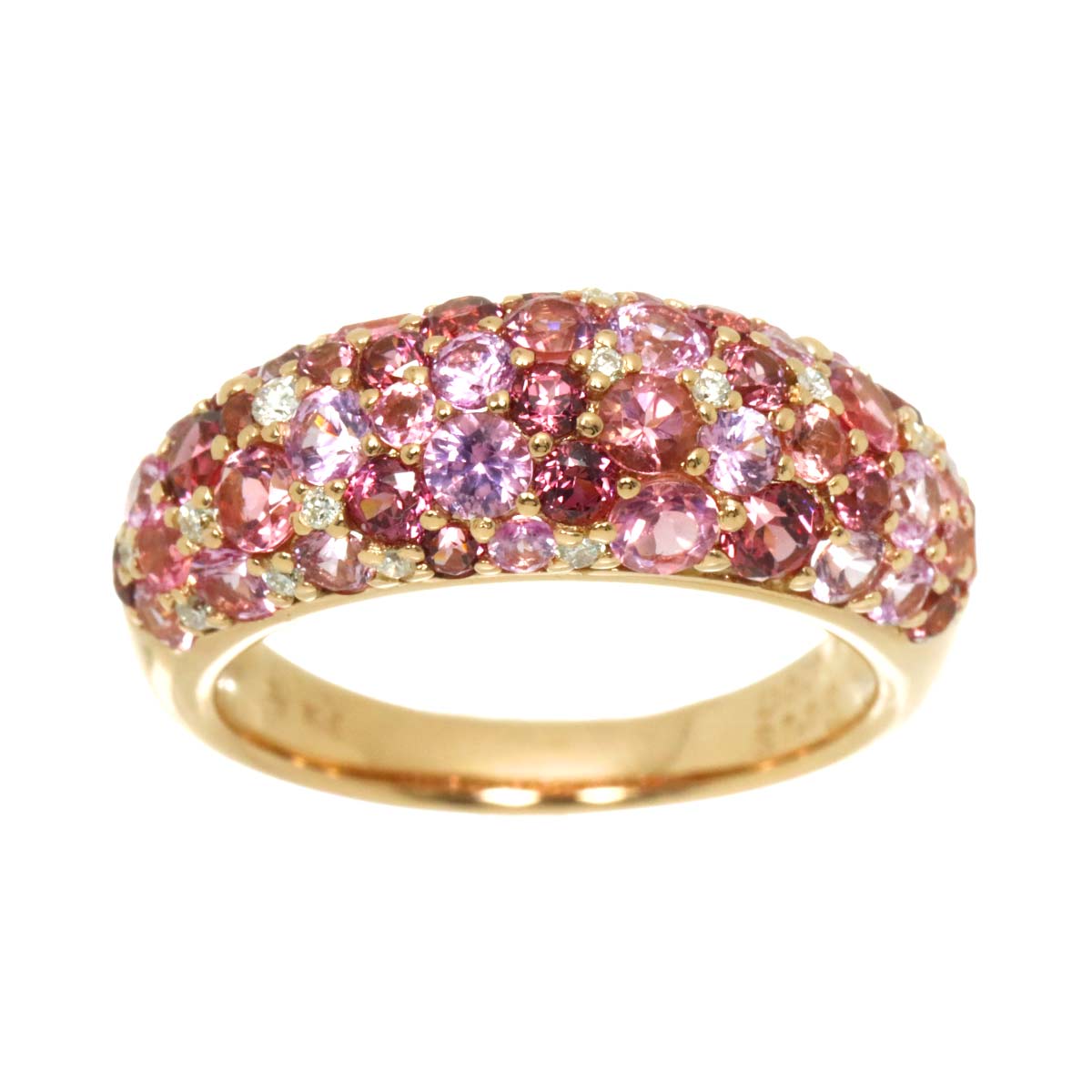 Sapphire 1.10ct Diamond 0.11ct Ring 18K PG Size:6(US)