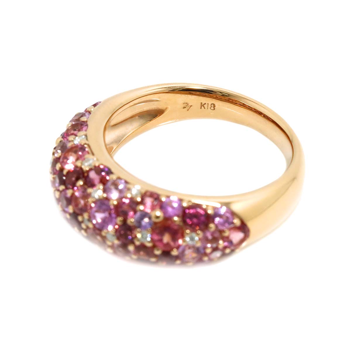 Sapphire 1.10ct Diamond 0.11ct Ring 18K PG Size:6(US)