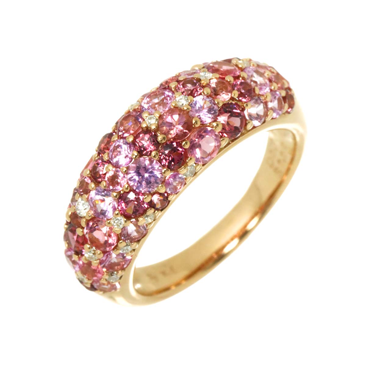 Sapphire 1.10ct Diamond 0.11ct Ring 18K PG Size:6(US)