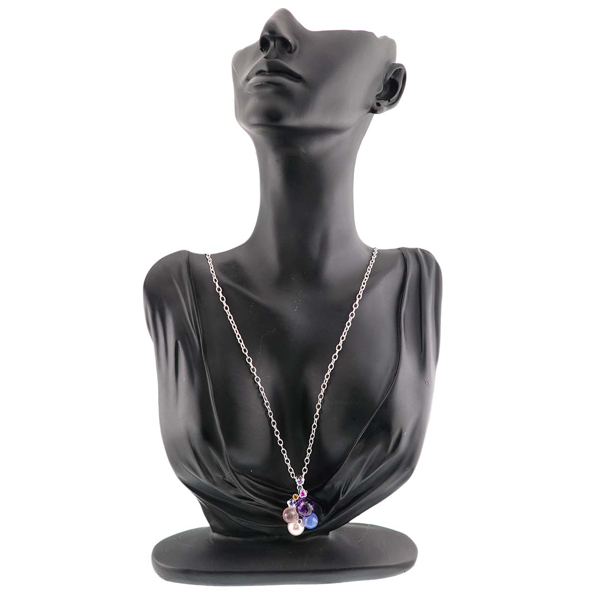 Mademoiselle Multi Stone Long Necklace 18K WG 750