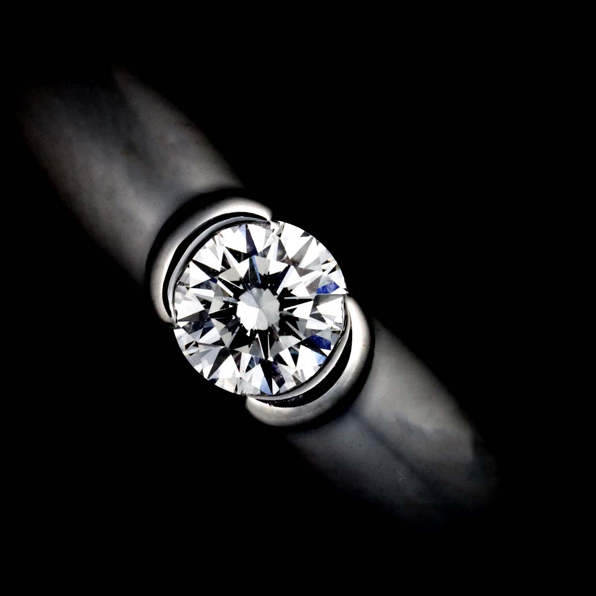 Diamond Ring 18K White Gold 750 size56 7.5(US)