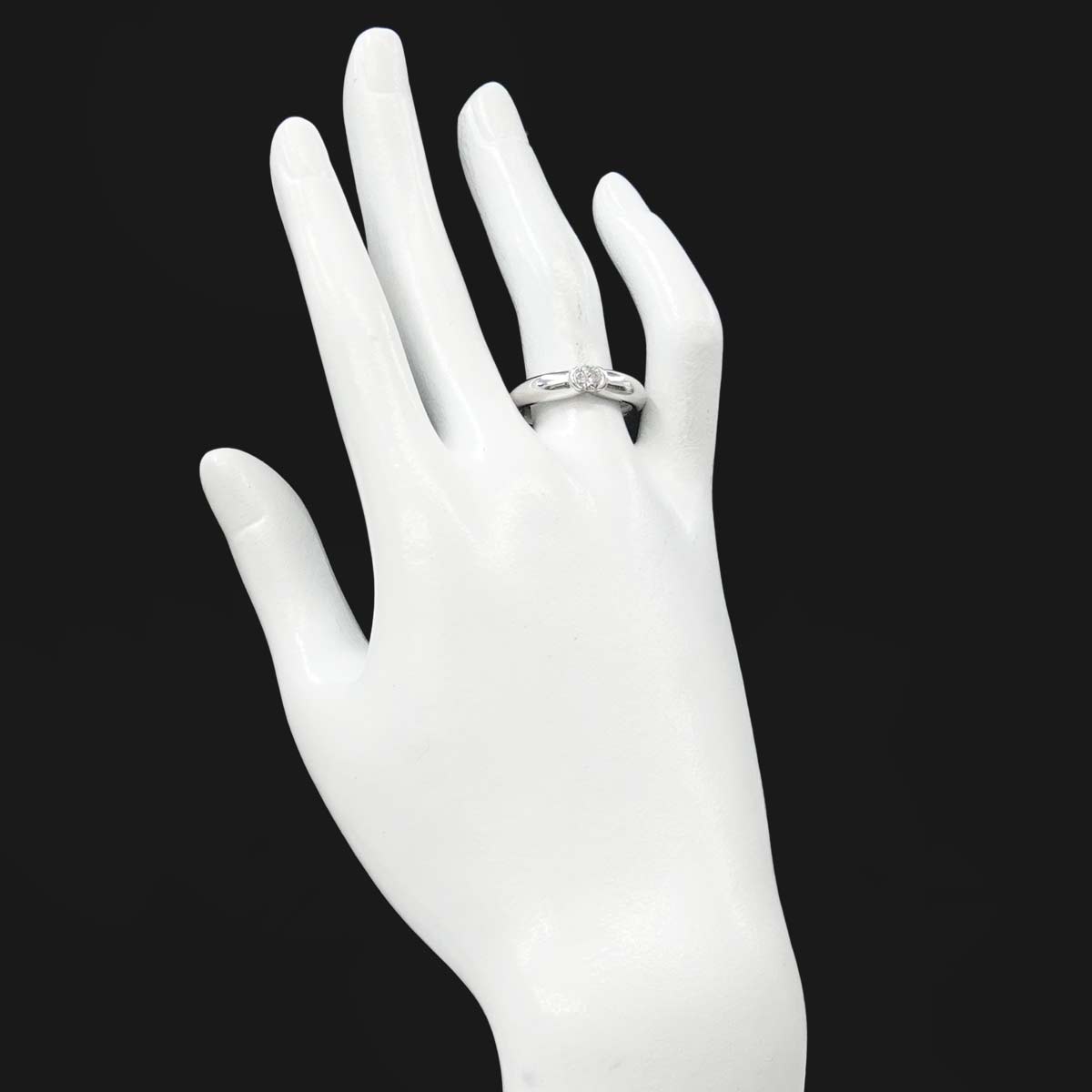 Diamond Ring 18K White Gold 750 size56 7.5(US)