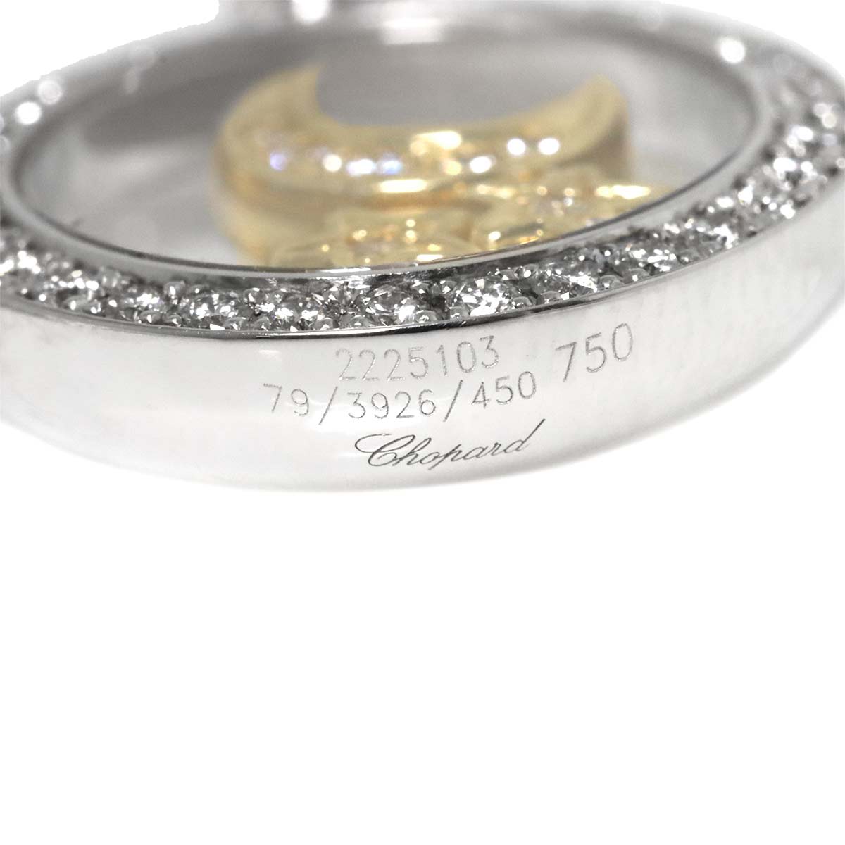 Happy Diamond Moon and Stars Necklace 18K WG YG 750