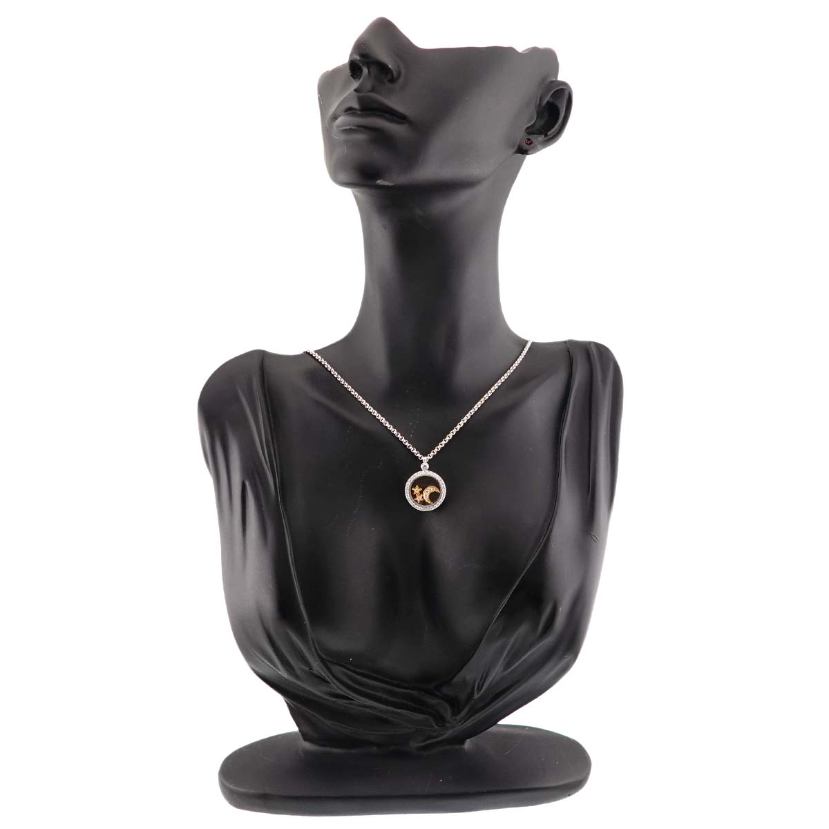 Happy Diamond Moon and Stars Necklace 18K WG YG 750