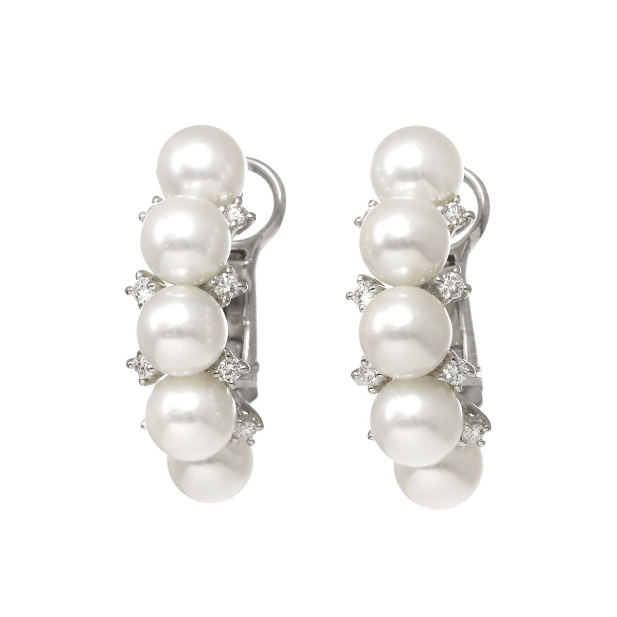 Akoya Pearl 6.2-6.0mm Diamond 0.13ct/0.13ct Earrings 18K WG 750