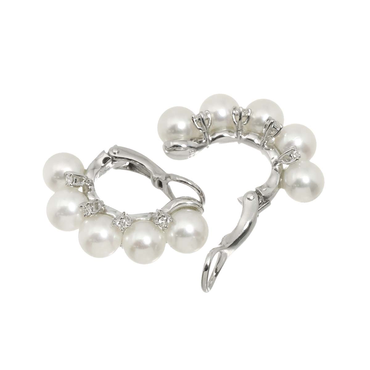 Akoya Pearl 6.2-6.0mm Diamond 0.13ct/0.13ct Earrings 18K WG 750