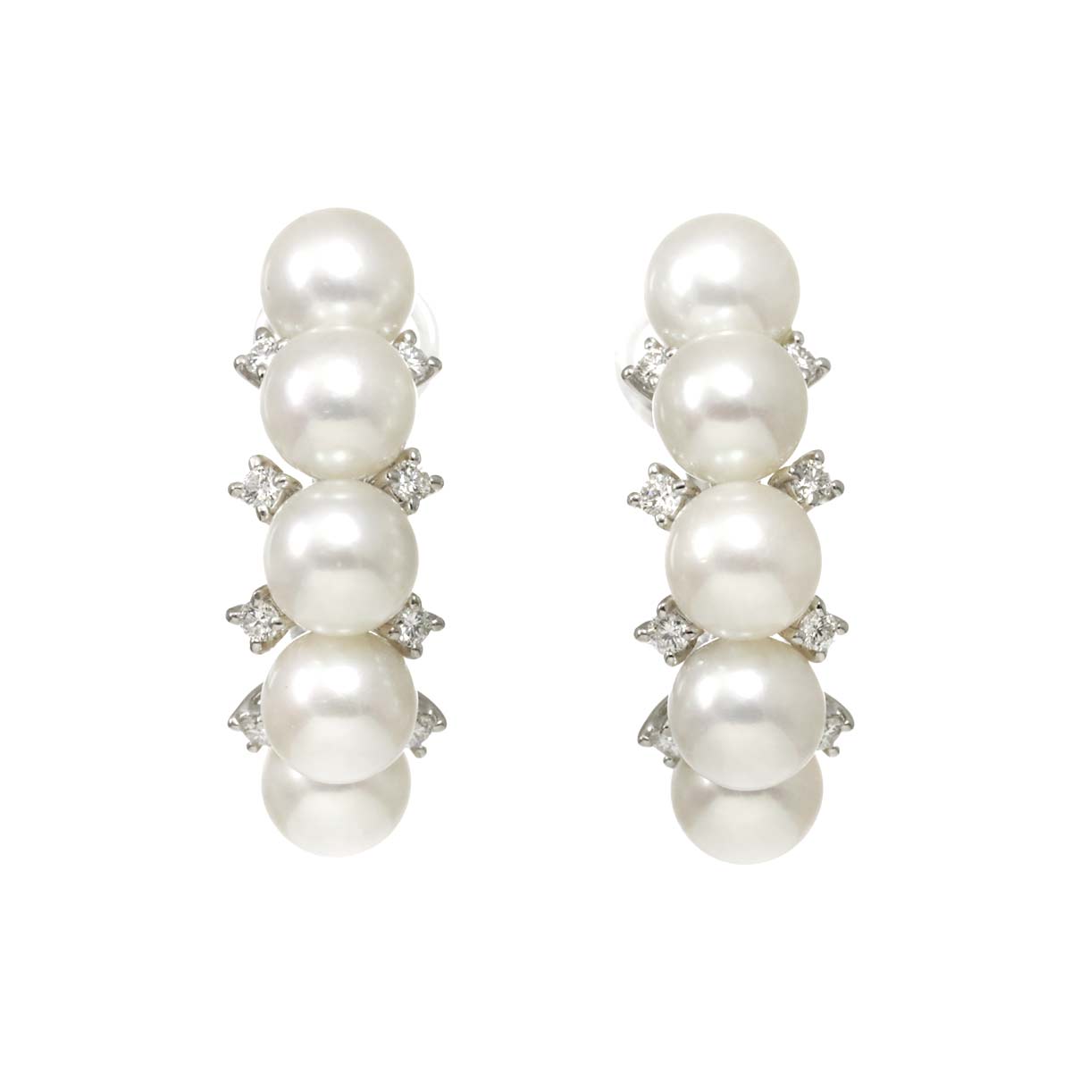 Akoya Pearl 6.2-6.0mm Diamond 0.13ct/0.13ct Earrings 18K WG 750