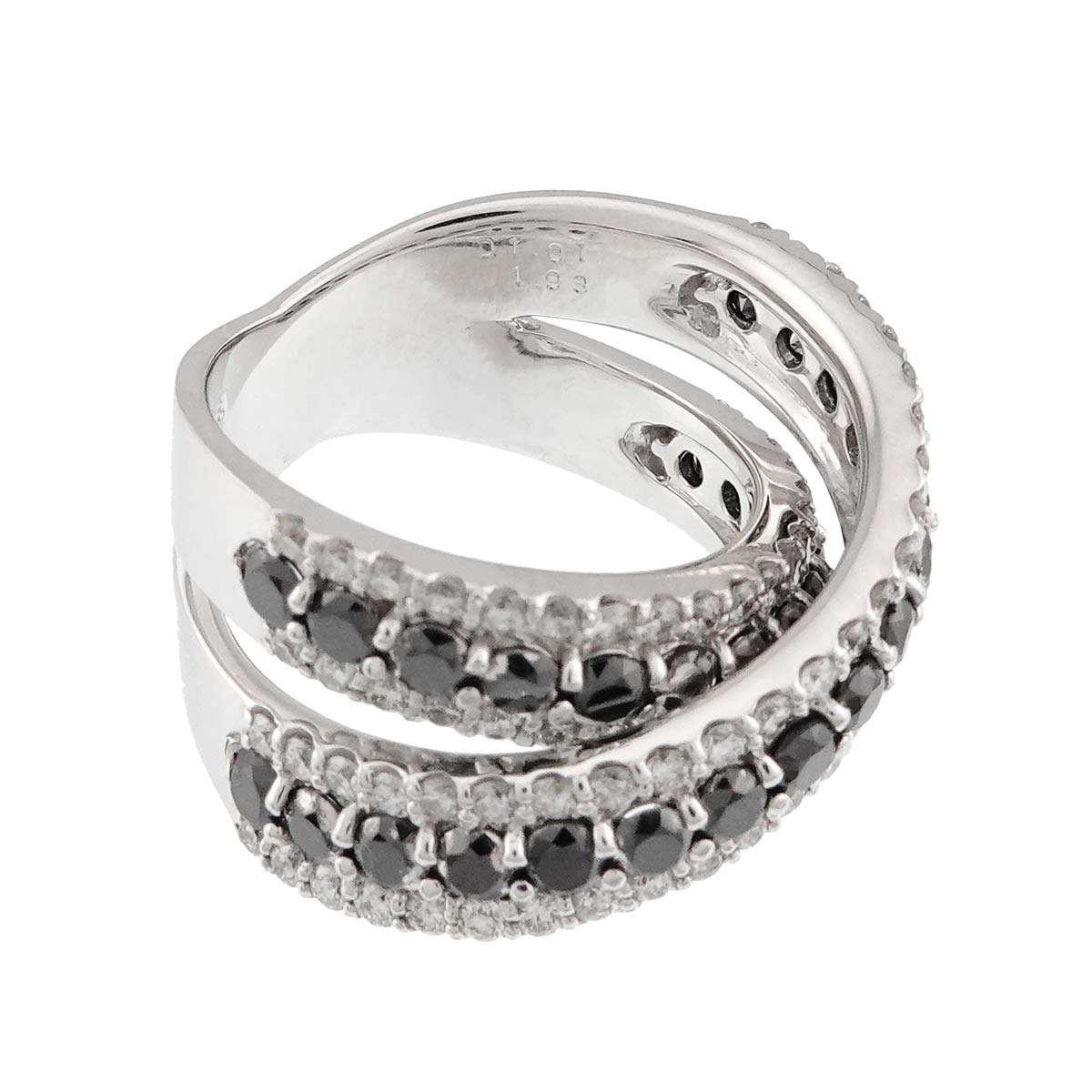 Diamond 1.93/1.01ct Ring 18K WG 750 Size6(US)