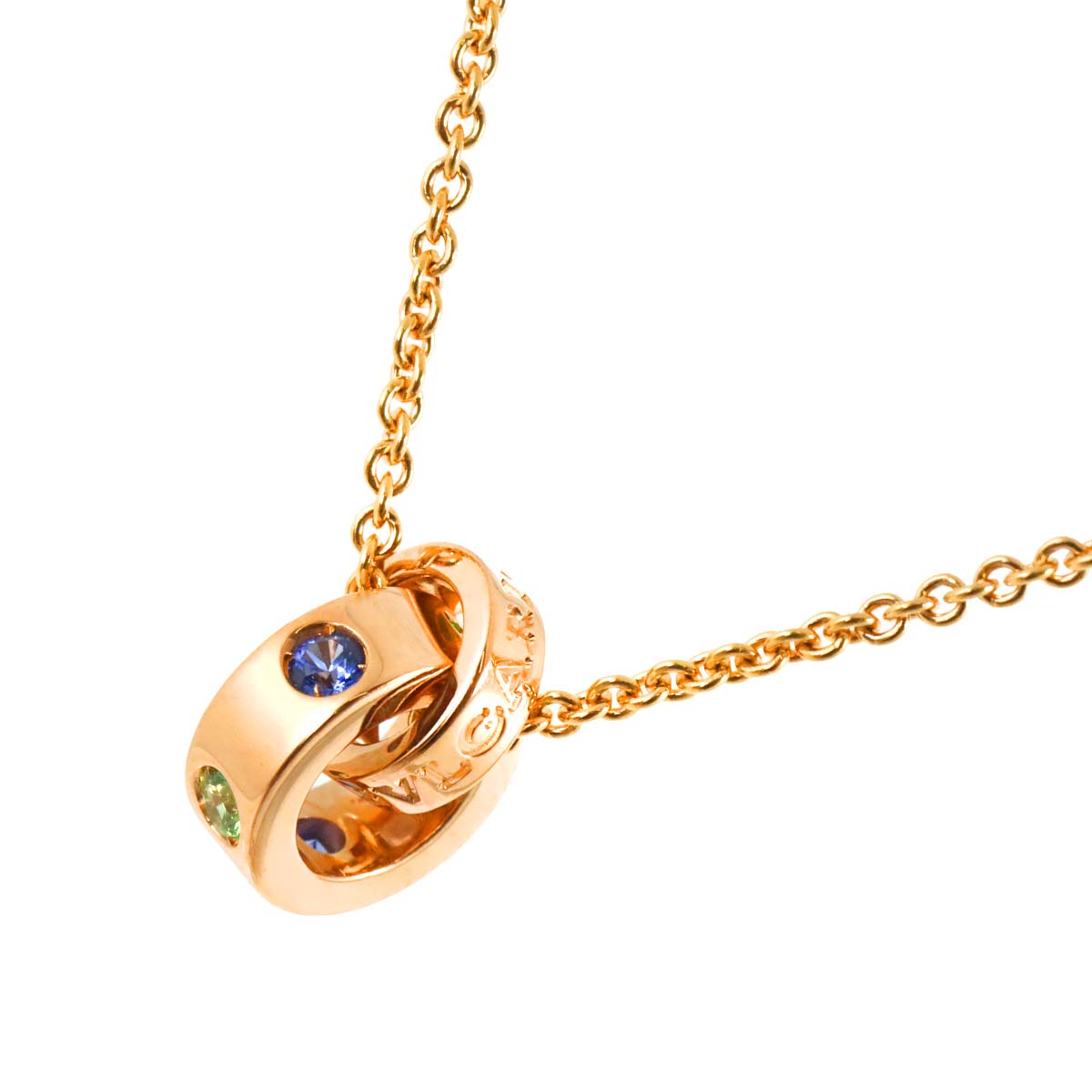 Sapphire Garnet Necklace 18K Pink Gold 750